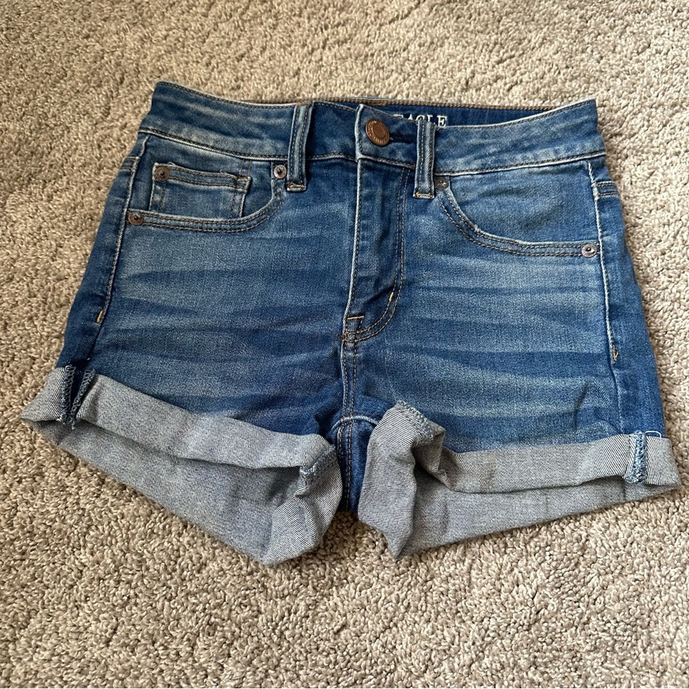 AEO Ne(x)t Level High-Waisted Denim Short Short - EUC